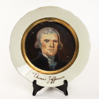  Thomas Jefferson.  Miniatura portretowa. Fajans.